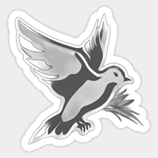 Majestic Silver Dove in Flight Graphic Tee Design No. 944 Sticker